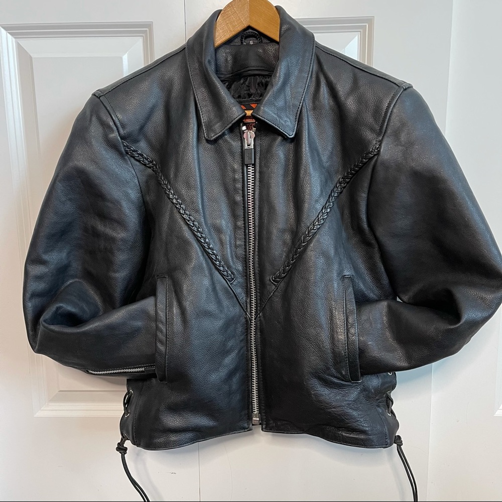 Interstate Leather Women's Xena Braided Black Leather Jacket Size S